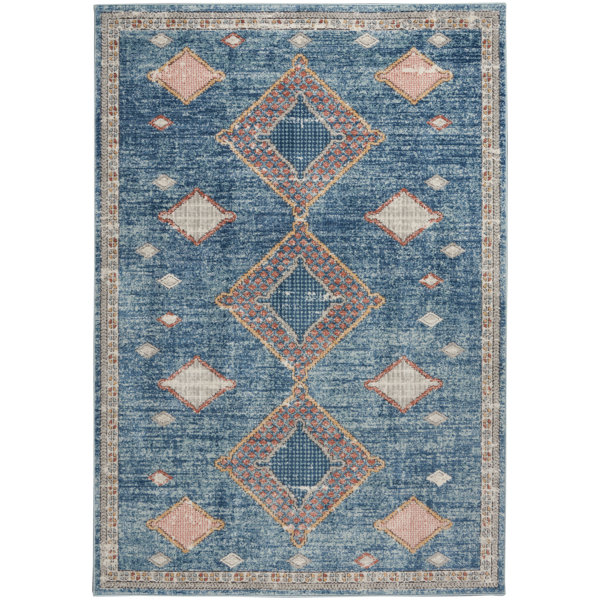 Bungalow Rose Merrit Geometric Blue/Gray/Red Area Rug & Reviews Wayfair